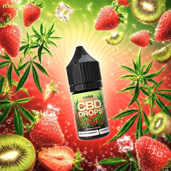 CBD Drops 300 мг Kiwi+Strawberry, ківі та полуниця, Restlab 213217072026 фото