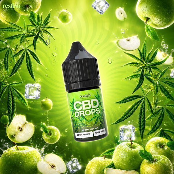 CBD Drops 300 мг Sour Apple, кисле зелене яблуко, Restlab 221717072026 фото